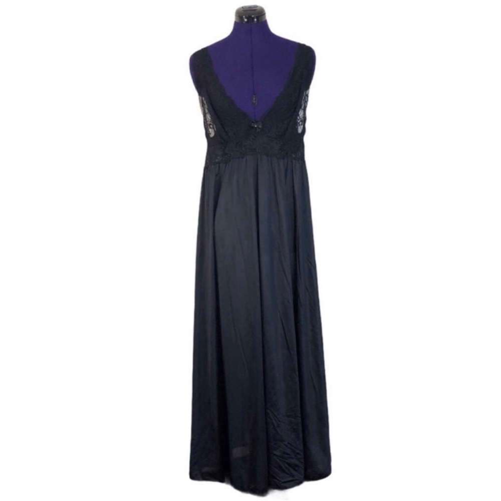 Vintage Black Lace Satin Lingerie Nightgown Dress